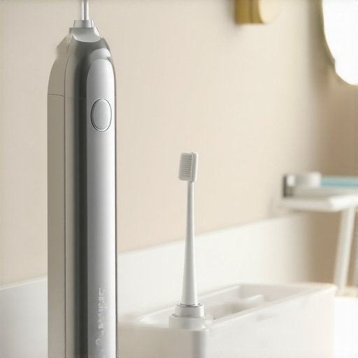 A collection of high-tech dental maintenance tools including a water flosser and ultrasonic cleaner.