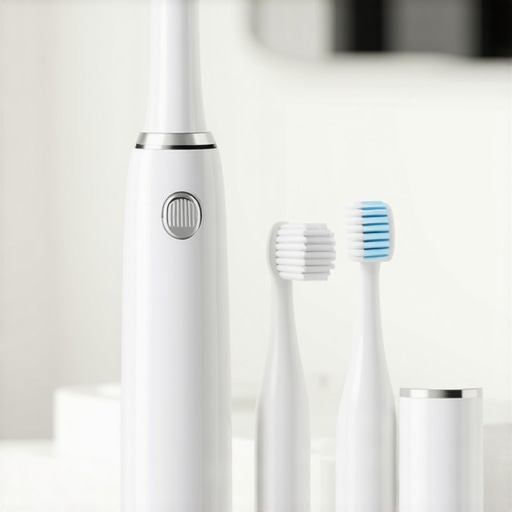 Close-up of an ultrasonic toothbrush and dental cleaning tools on a counter