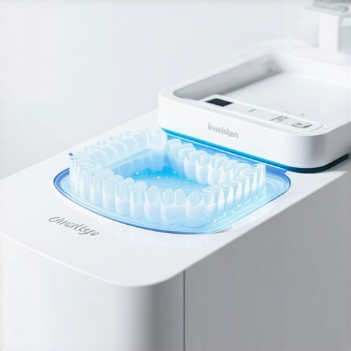 Ultrasonic cleaner for Invisalign trays and retainers to maintain clarity.