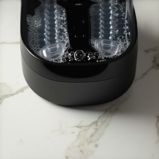 Modern Ultrasonic Cleaner for Dental Trays An ultrasonic cleaning device used for sanitizing Invisalign and clear aligners.