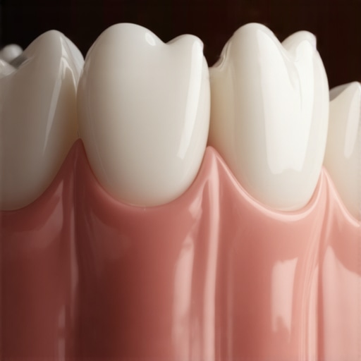 Macro view of healthy natural teeth showing realistic enamel texture and light translucency.