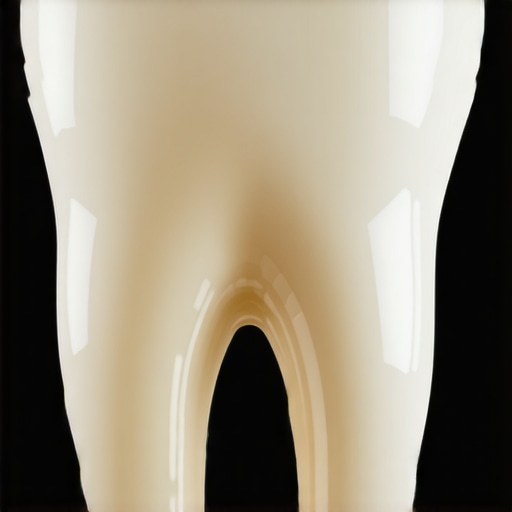 Close-up of natural tooth enamel showing light reflection and healthy micro-texture.