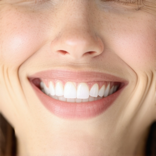 A person smiling in soft, natural window light to avoid dark dental shadows in photos.
