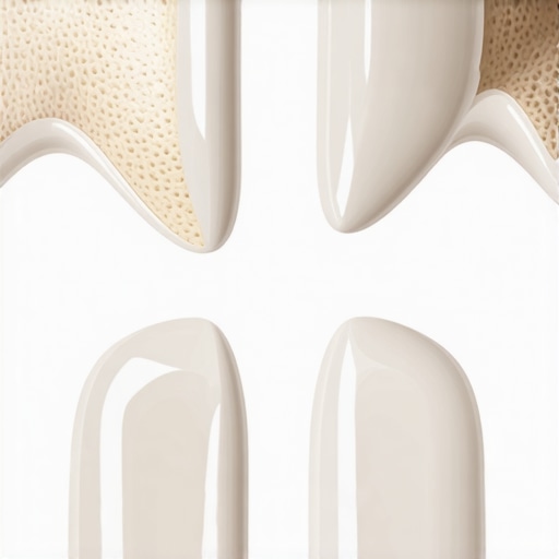 Close up showing the difference between natural tooth translucency and opaque artificial dental work.