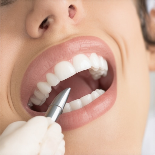 Hygienist performing advanced teeth cleaning to remove subgingival biofilm