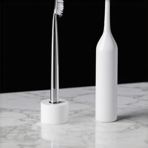 Close-up of interproximal brush and water flosser for dental bridge care