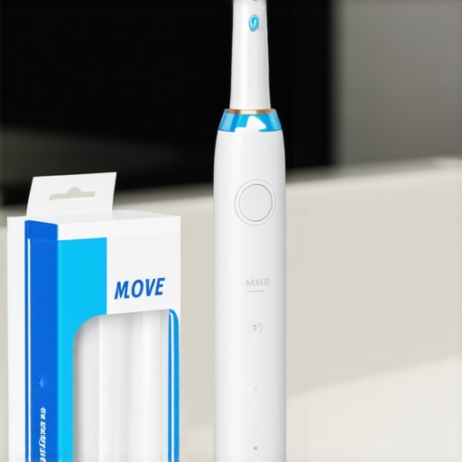 Electric toothbrush and dental floss on a vanity