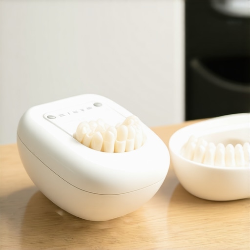 Professional dental tools for Invisalign and enamel restoration on a modern clinic table.