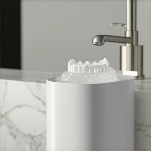 A modern ultrasonic cleaner used for maintaining clear aligners and night guards.