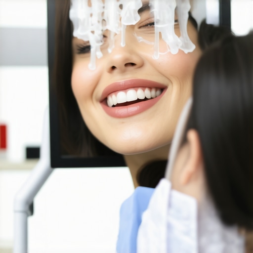 A dentist explaining oral health foundations using a 3D jaw scan