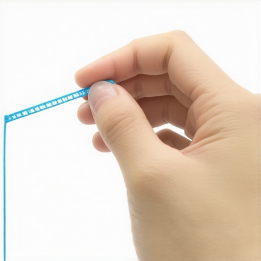 Close-up of fingers holding dental floss correctly for the seesaw glide technique