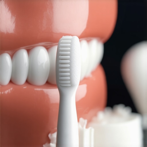 A soft toothbrush angled at the gum line to prevent enamel thinning.