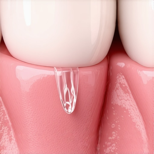 Proper Water Flosser Technique for Bridges Using a water flosser to clean under a dental bridge at the gumline