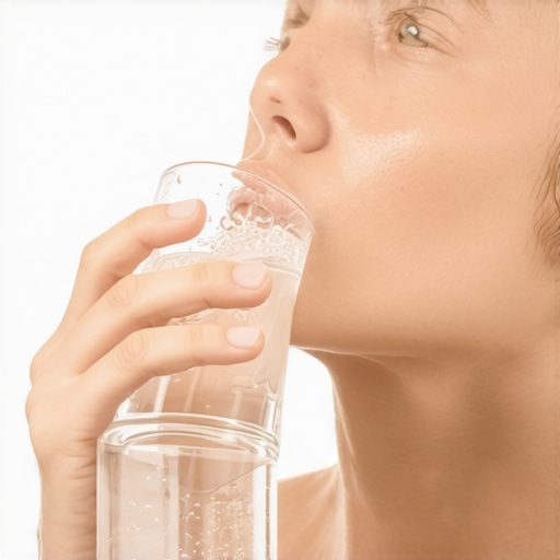 A person using a saltwater rinse to balance oral pH levels
