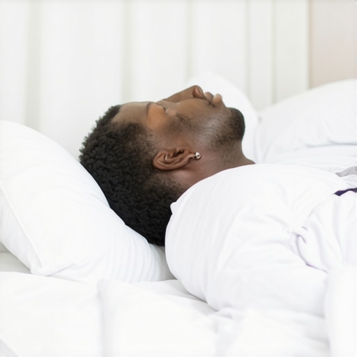 Sleeping Elevated for Dental Implant Recovery Proper sleeping position with head elevated on pillows to reduce jaw pressure after dental implant surgery.