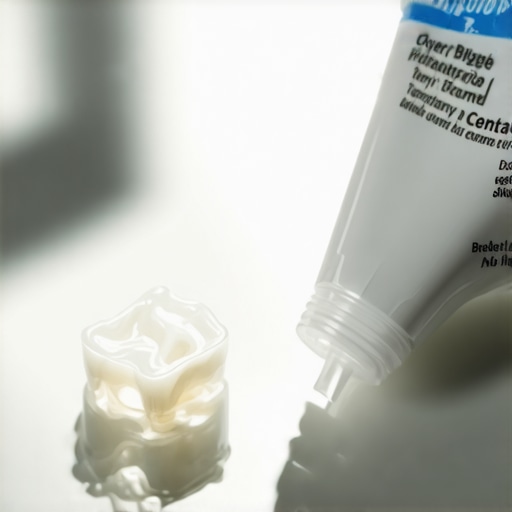 Broken temporary dental bridge stored safely next to temporary dental cement