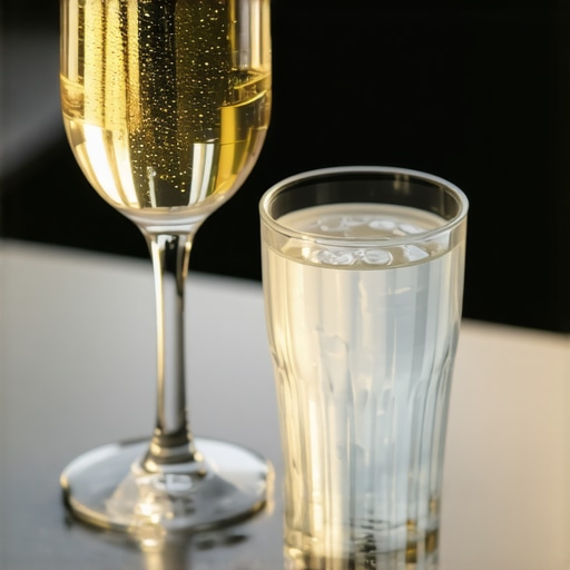 The acidic impact of white wine on enamel A glass of white wine and water on a table illustrating dental enamel protection