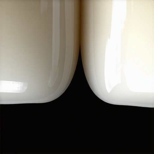 Close-up view of a tooth with enamel wear near the gums caused by over-brushing.