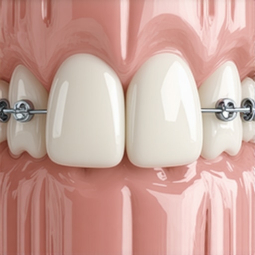 Uneven Whitening Spots from Orthodontic Attachments Comparison of tooth enamel color after removing braces and whitening.