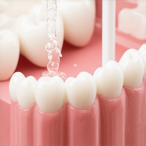 Using a water flosser for dental bridge maintenance A water flosser cleaning a dental bridge